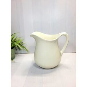 Vintage W.S. George Granite Pitcher, Off White Ironstone Farmhouse Kitchen Decor